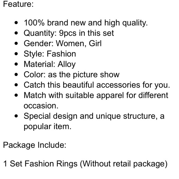 SOLD 9 piece Silver & Purple Stone Midi Rings - Picture 4 of 7